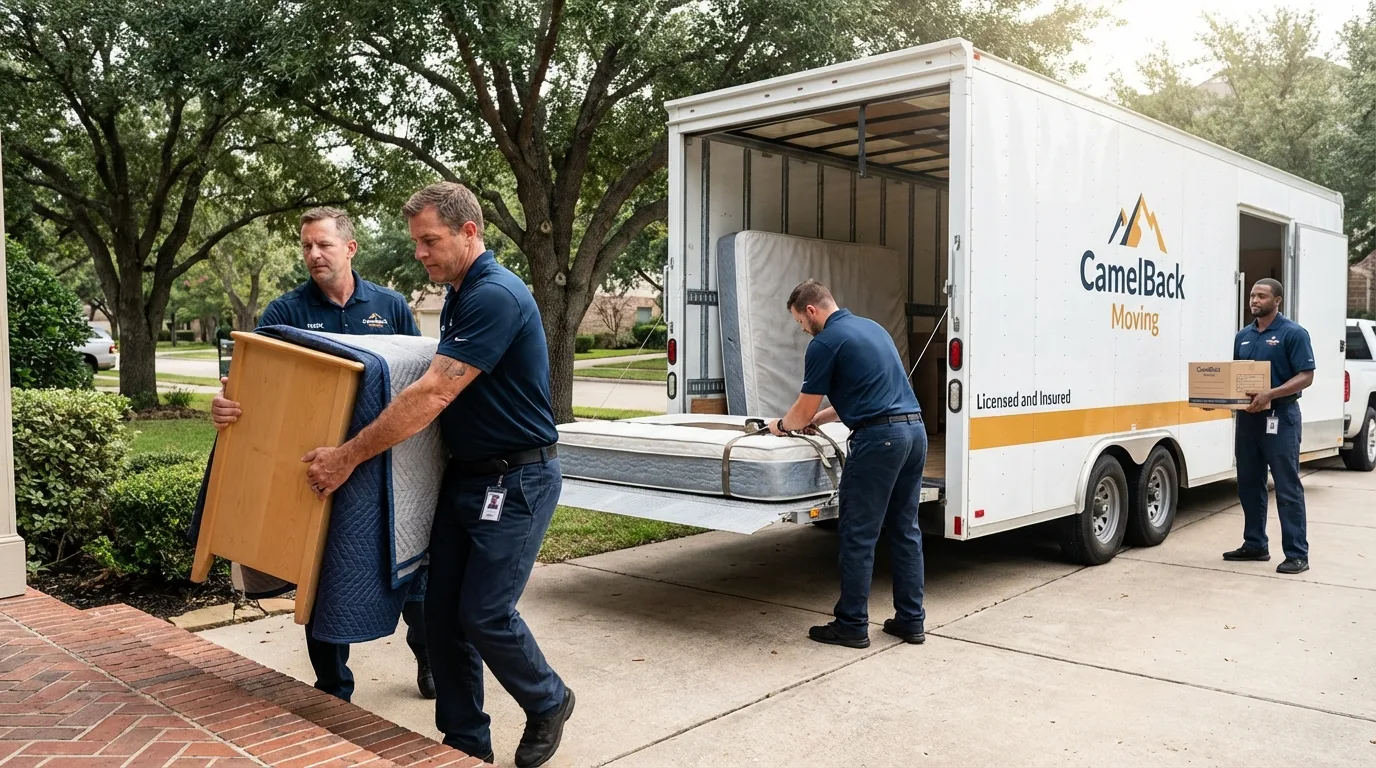 Crew loading residential truck for cross-state move from Vernon Hills, IL