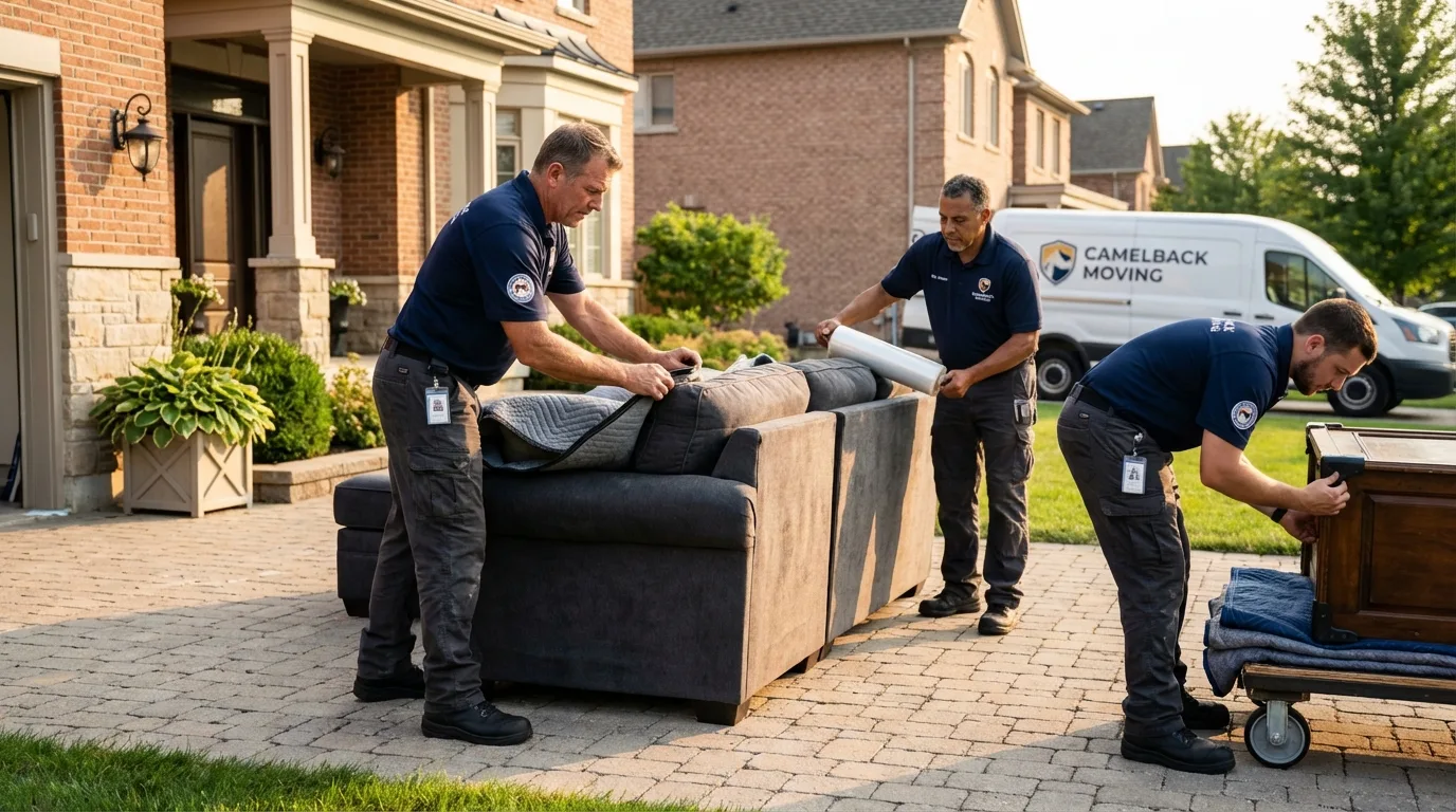 Large estate moving crew wrapping furniture in Vernon Hills, IL