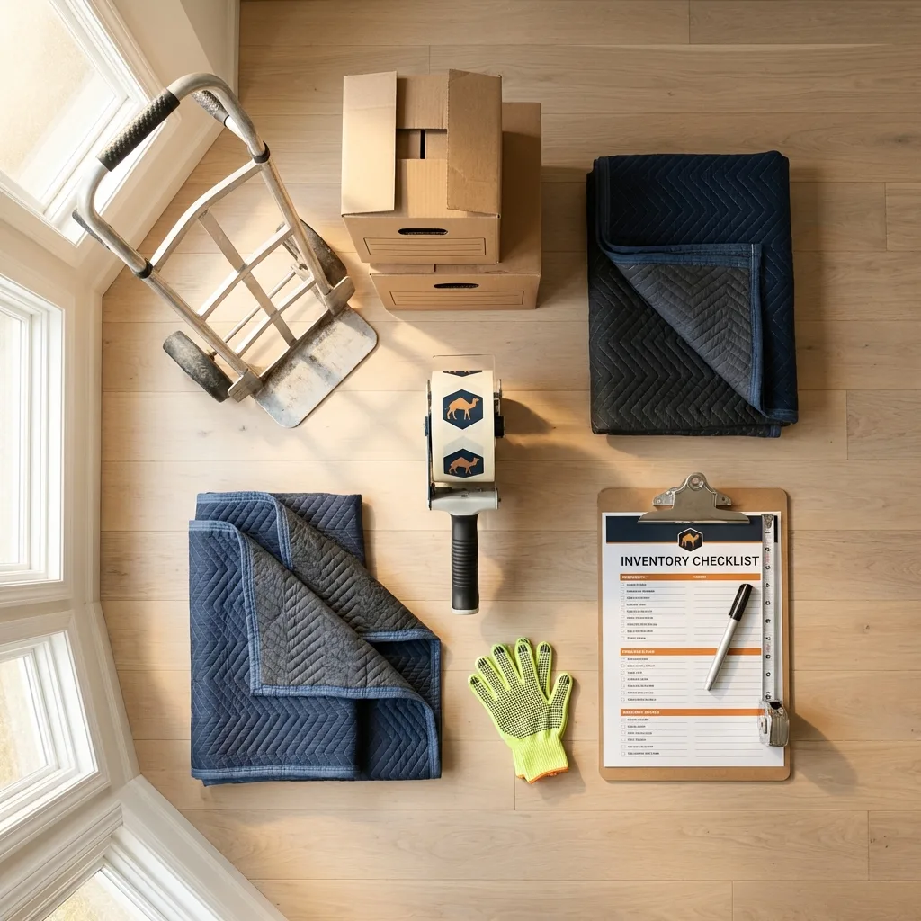Professional moving supplies and packing materials layout for Vernon Hills residential relocations